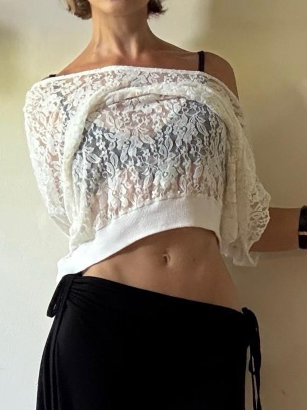 2000s off-shoulders lace butterfly top— Ripe